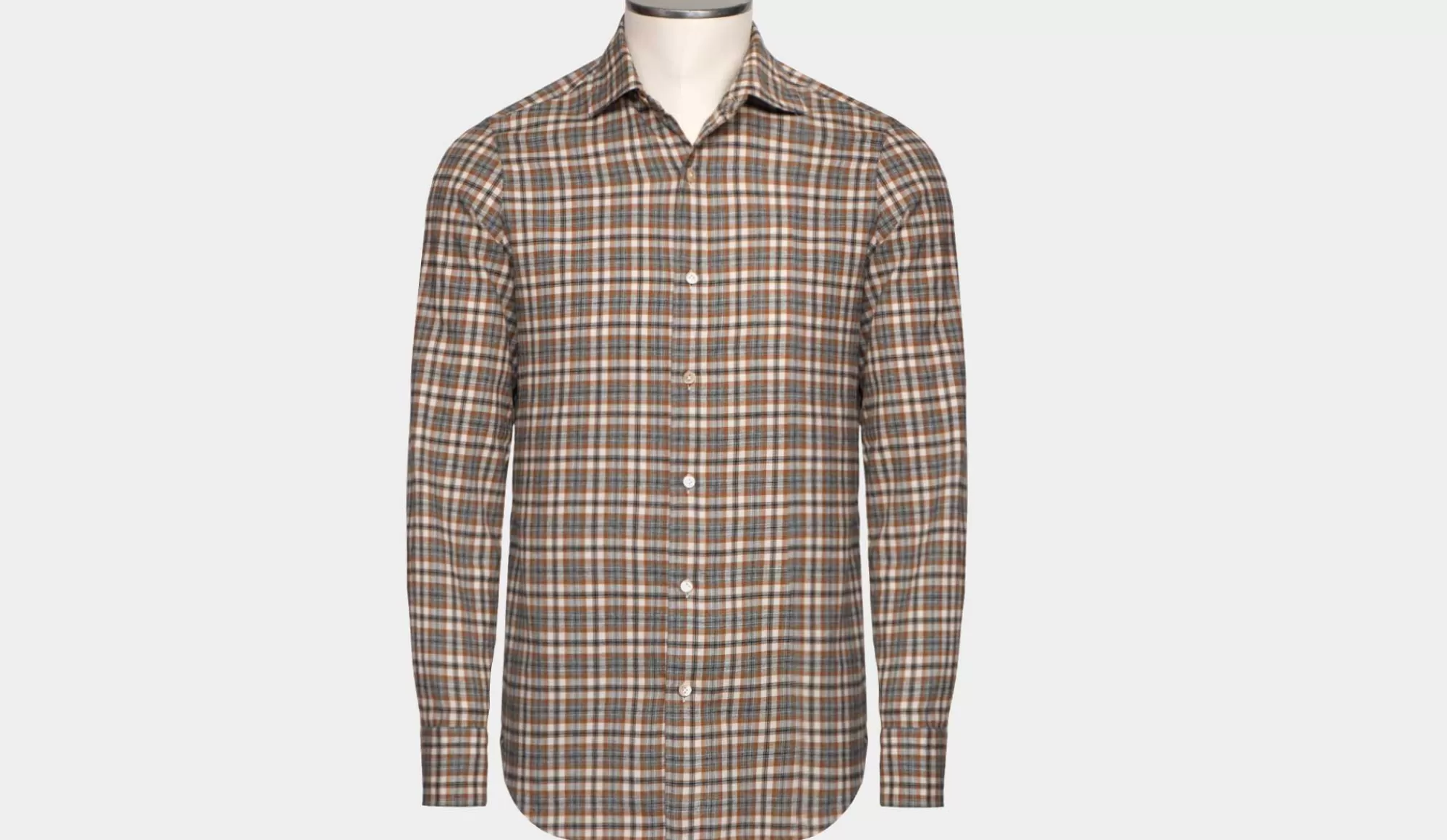 Best Finamore Checkered Shirt Brown-Grey