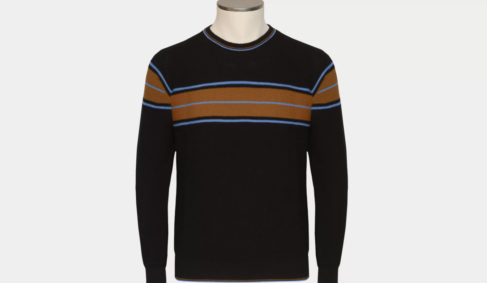 Fashion Drumohr Crewneck Fantasy Stripe Black