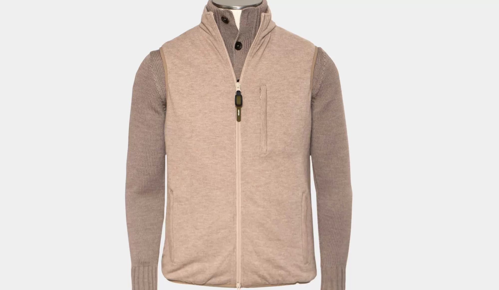 Sale Aspesi Gilet Zip Wool Jersey Beige