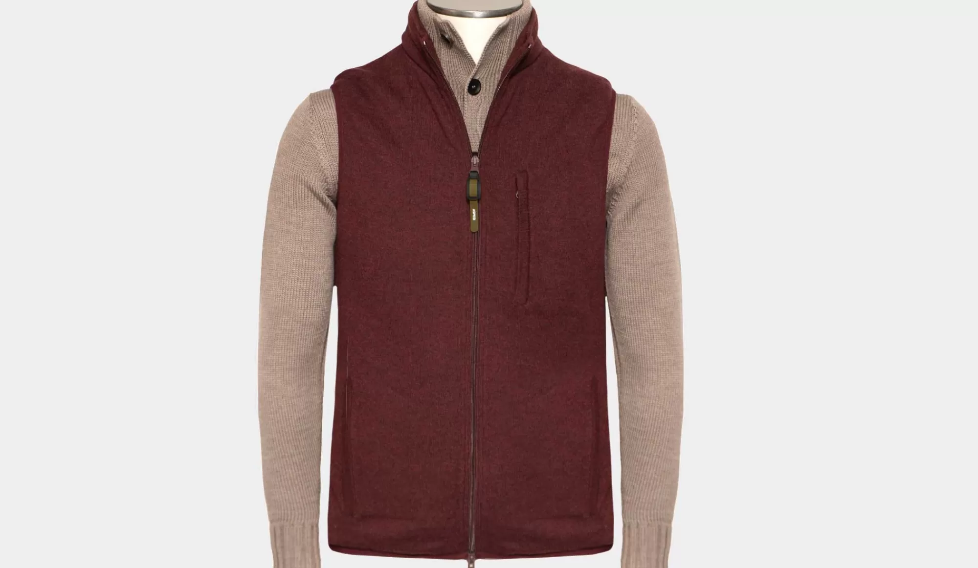 Shop Aspesi Gilet Zip Wool Jersey Burgundy