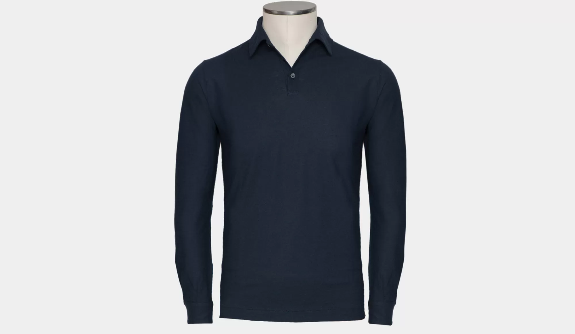 Shop Zanone Ice-Cotton Polo Longsleeve Blue