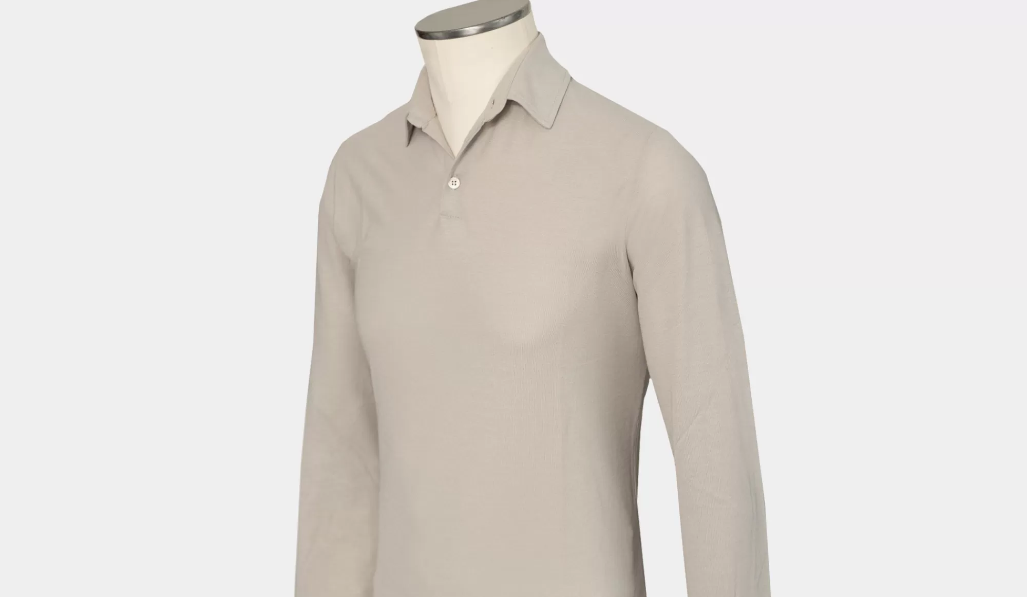 Shop Zanone Ice-Cotton Polo Longsleeve Ivory