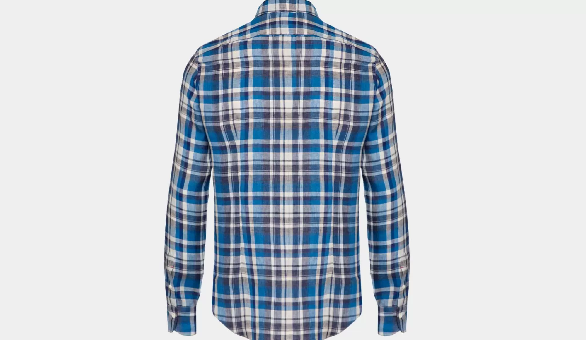 Cheap Mazzarelli Linen Shirt Blue Checkered