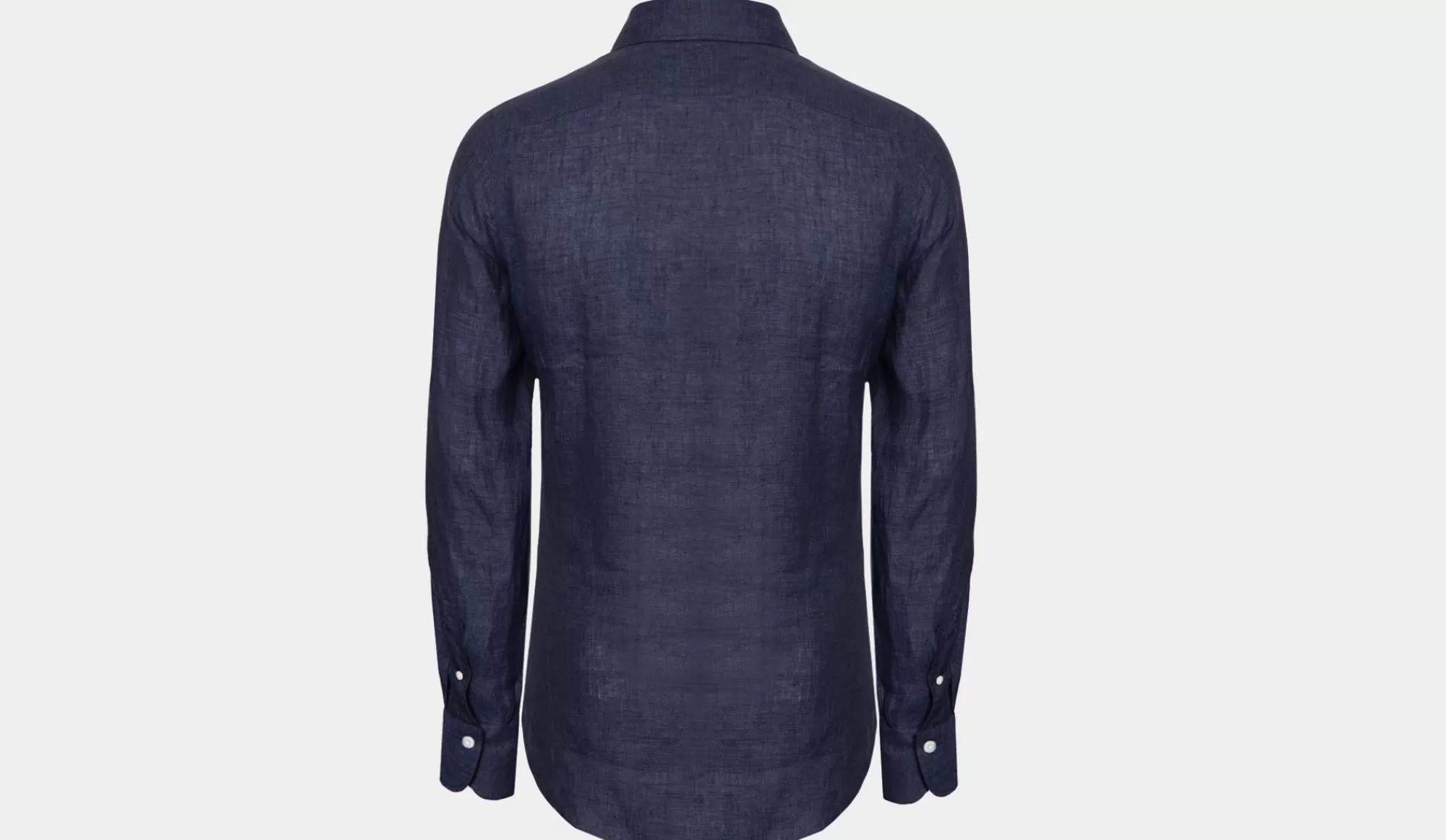 Shop Finamore Linen Shirt Denim Blue