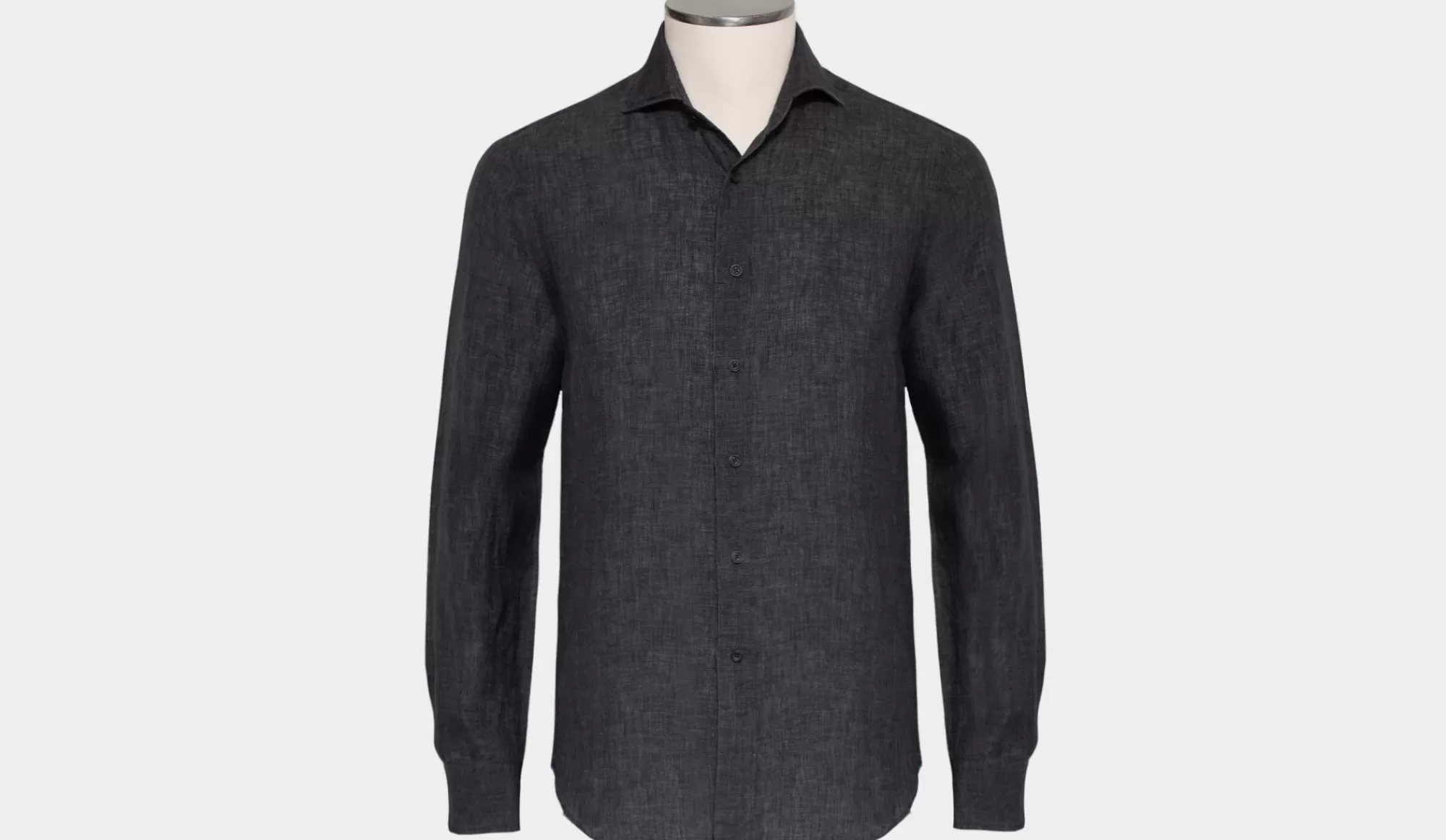 Shop Xacus Linen Shirt Grey-Black