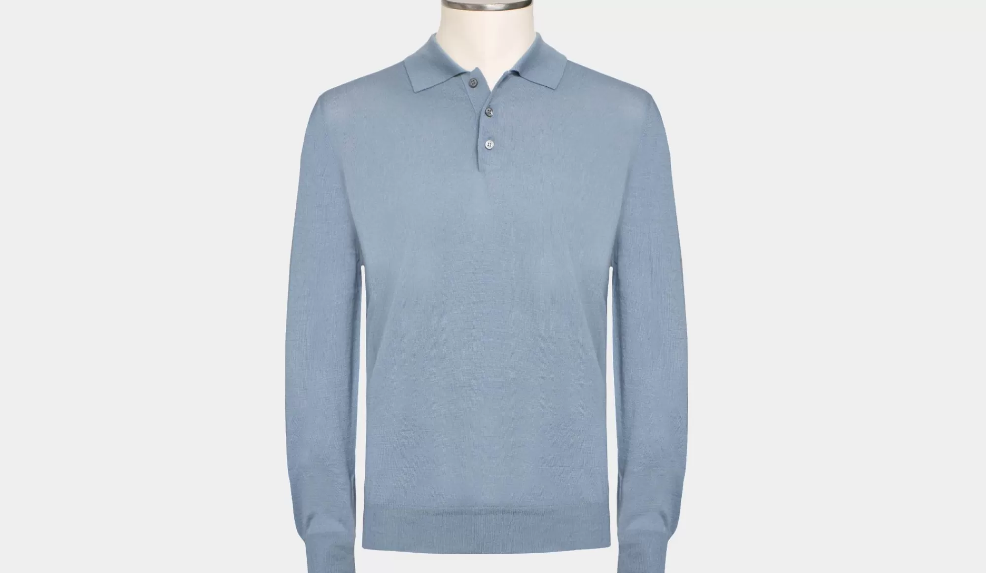 Discount Zanone Long Sleeve Polo Grey/Blue