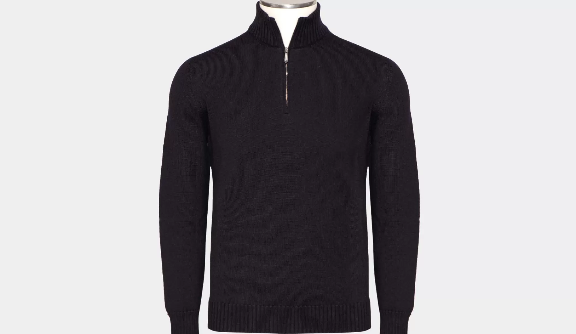 Outlet Drumohr Mock Neck Zip Navy