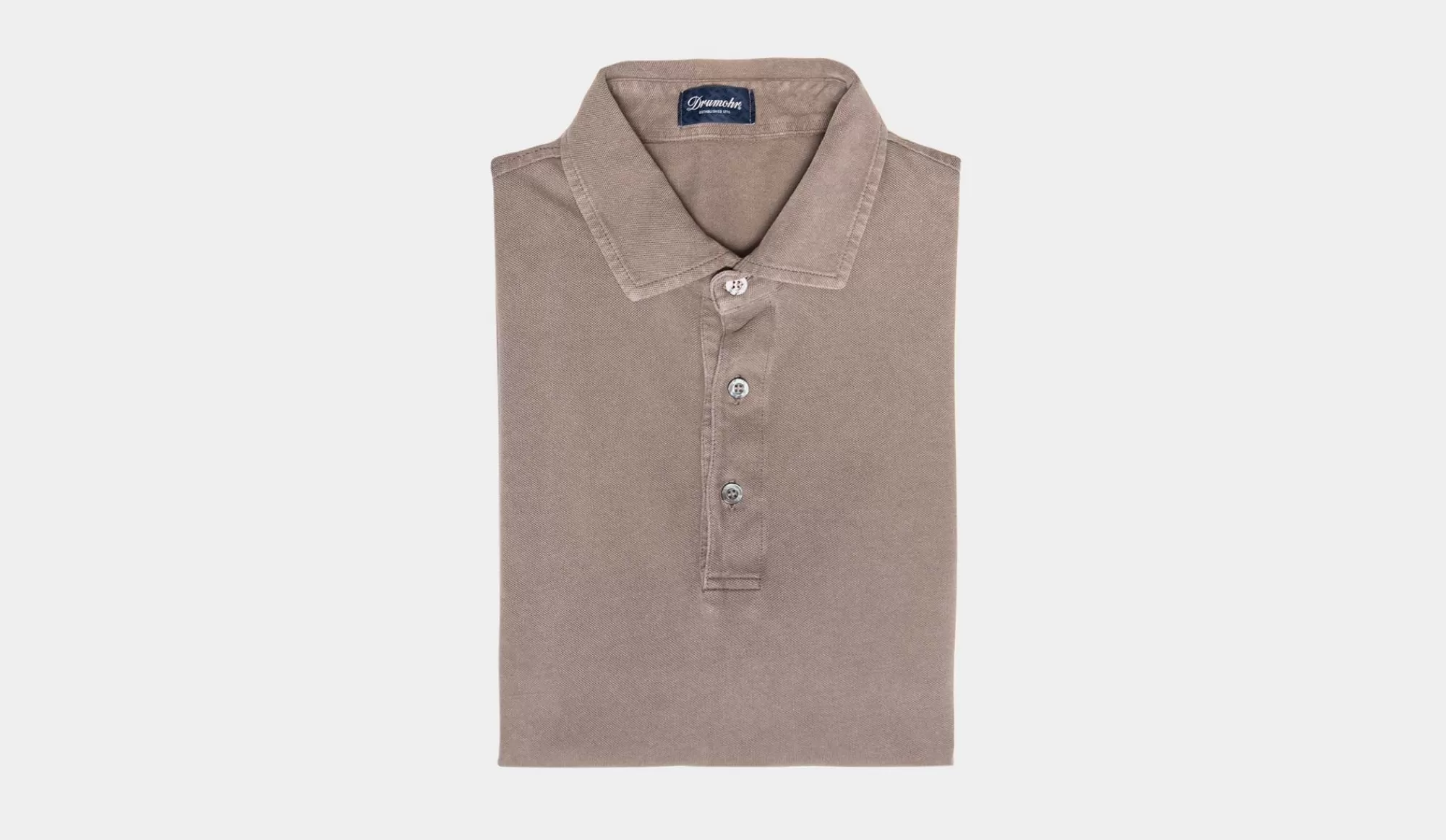 Sale Drumohr Polo Garment Dyed Taupe