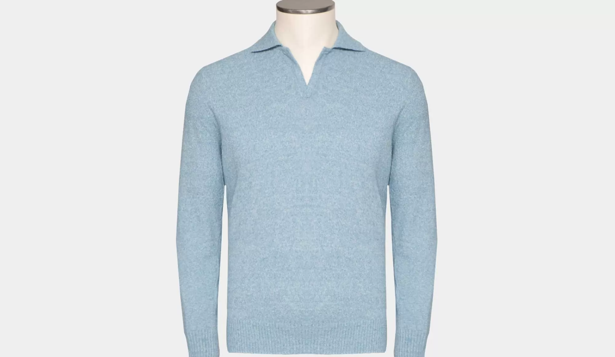 Clearance Zanone Polo Longsleeve Boucle Light Blue