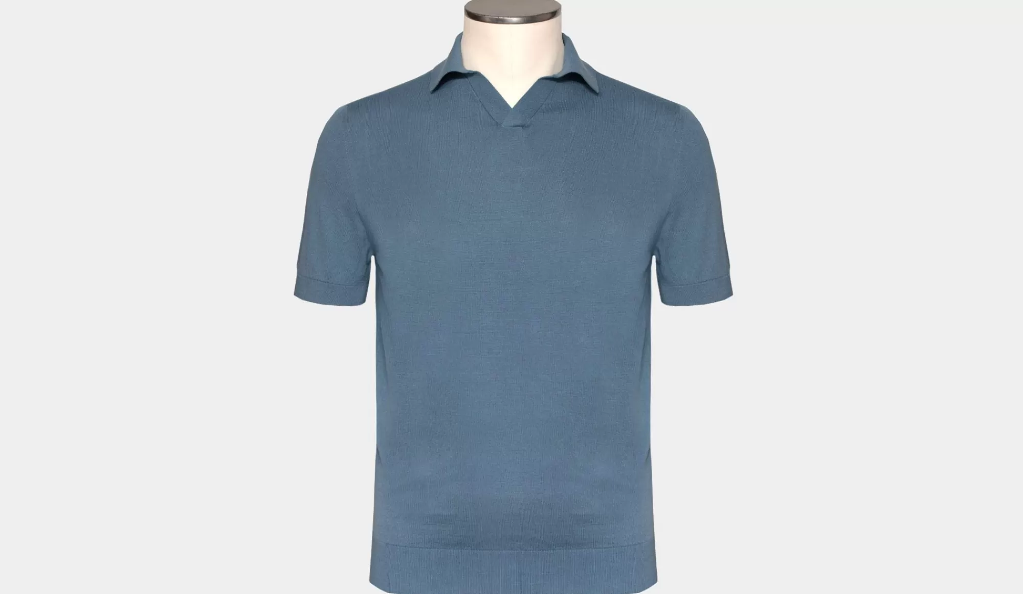 Best Fedeli Polo V-Neck 'supima' Grey-Blue