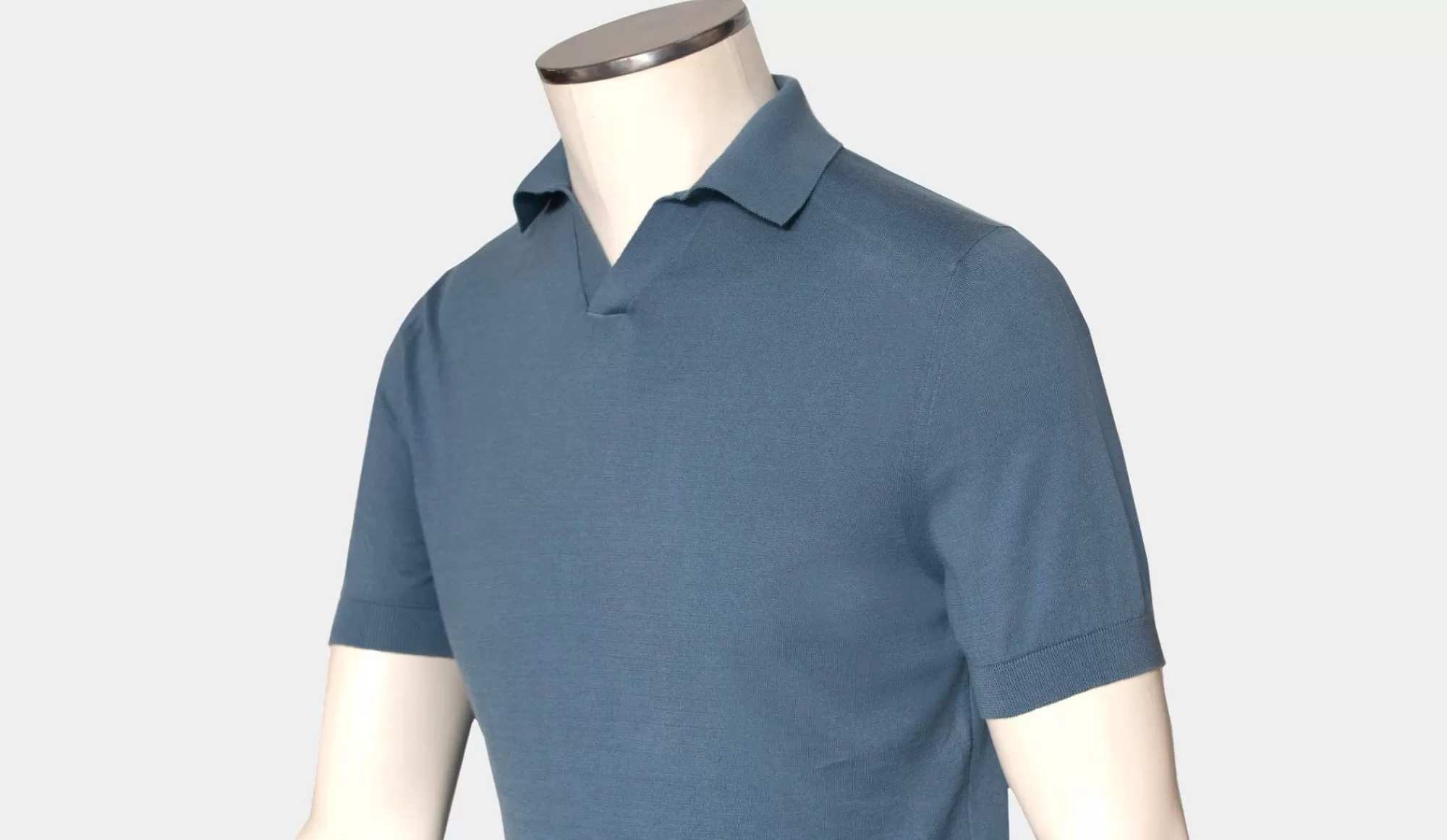 Best Fedeli Polo V-Neck 'supima' Grey-Blue