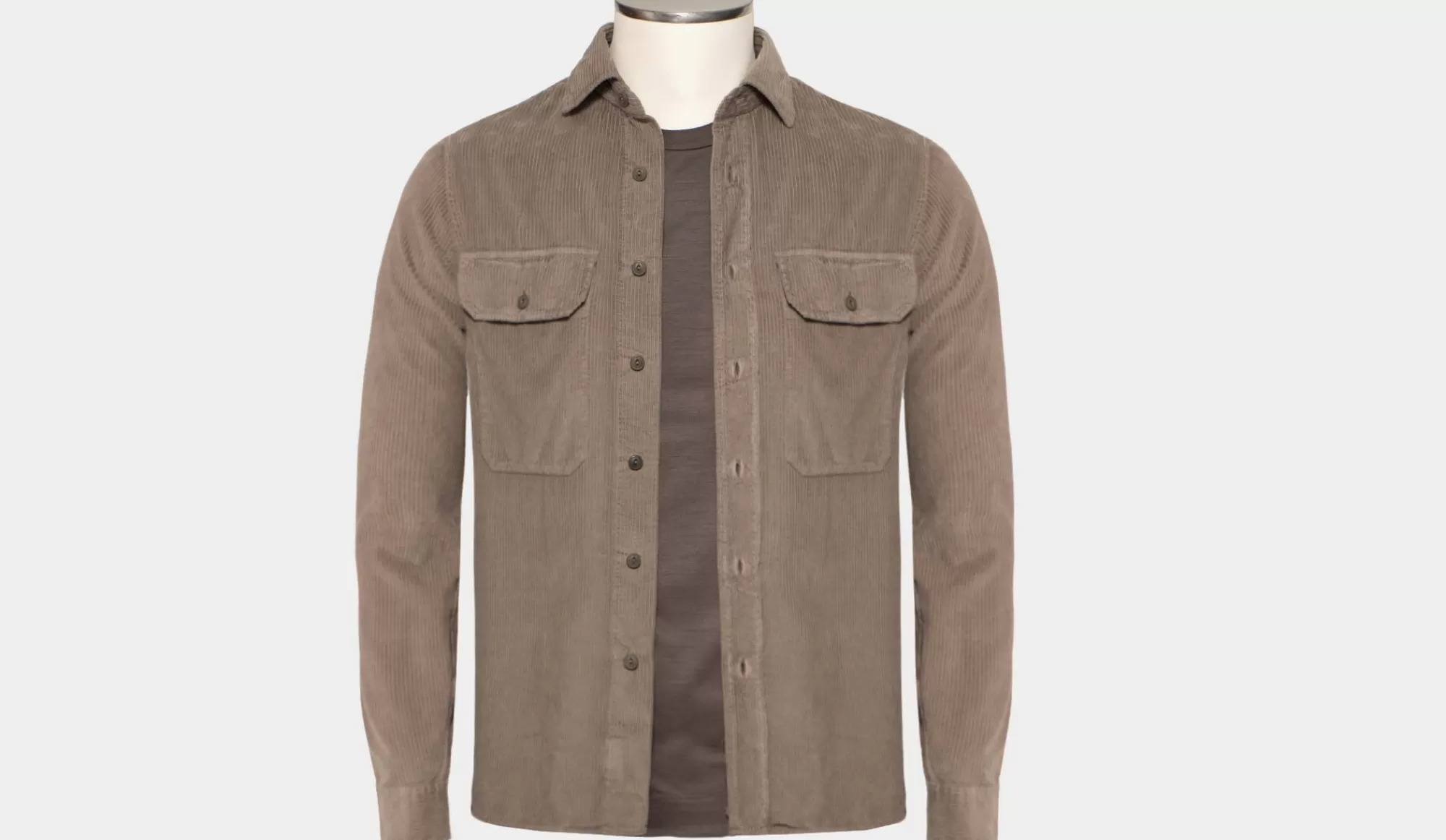 Discount Xacus Ribcord Overshirt Taupe