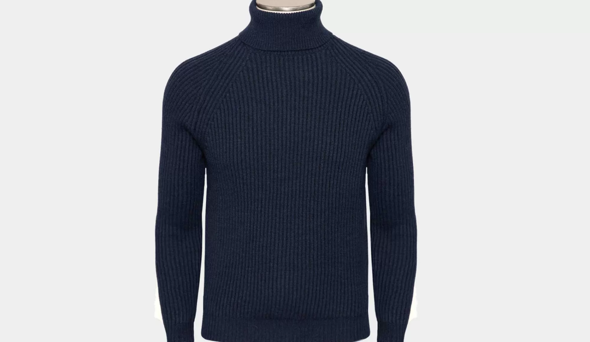 Clearance Zanone Roll Neck "English Rib" Merinos Blue