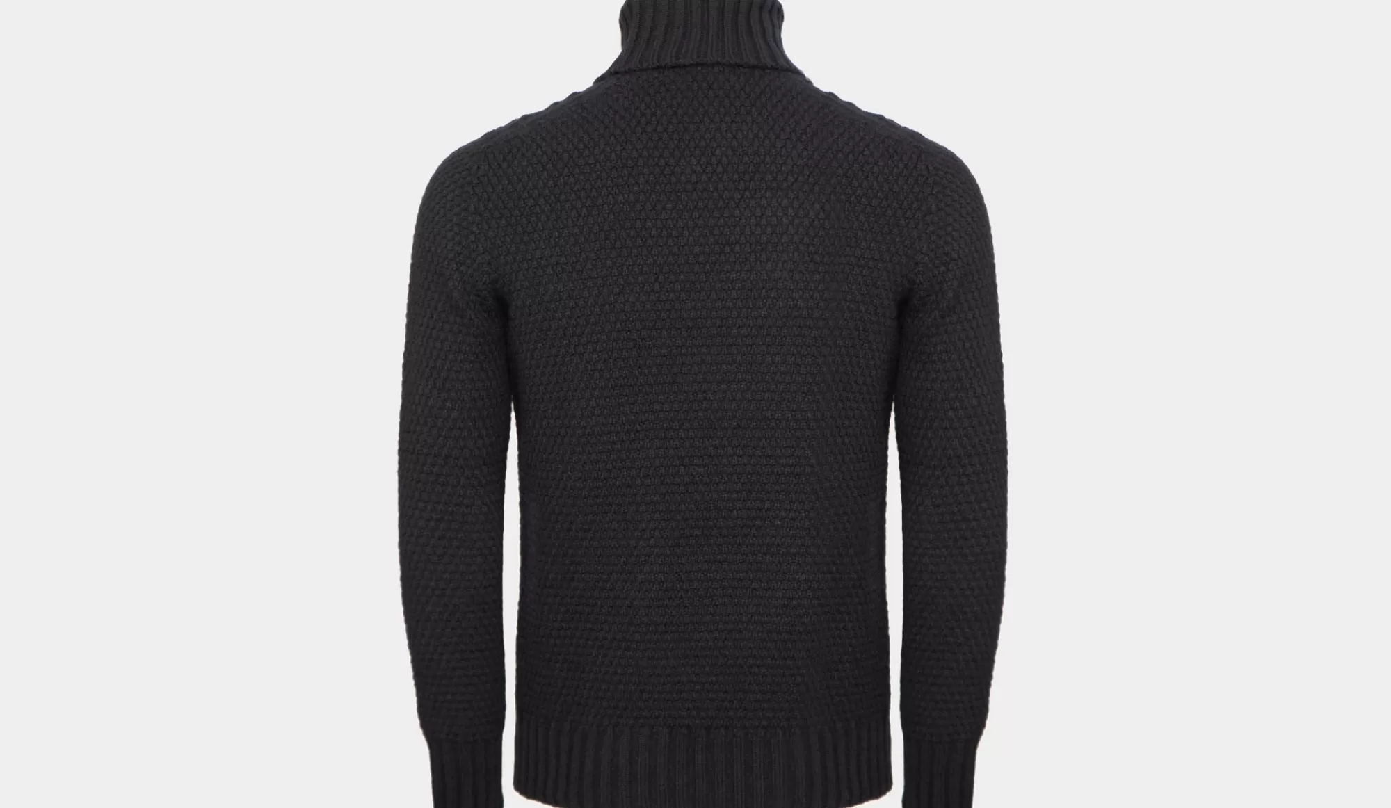 Best Sale Drumohr Roll Neck Geelong Aran Black