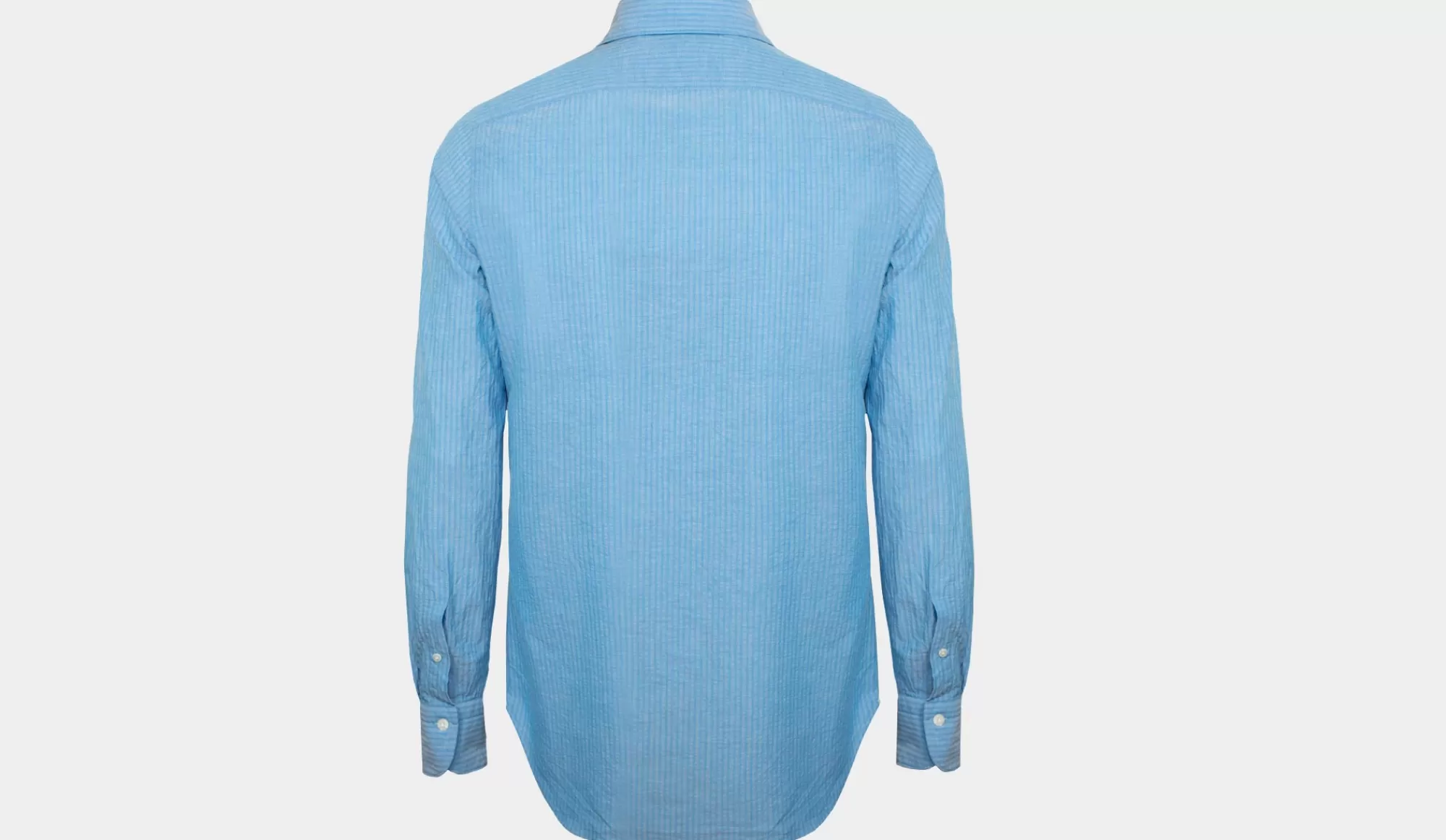 Cheap Finamore Seersucker Shirt Light Blue