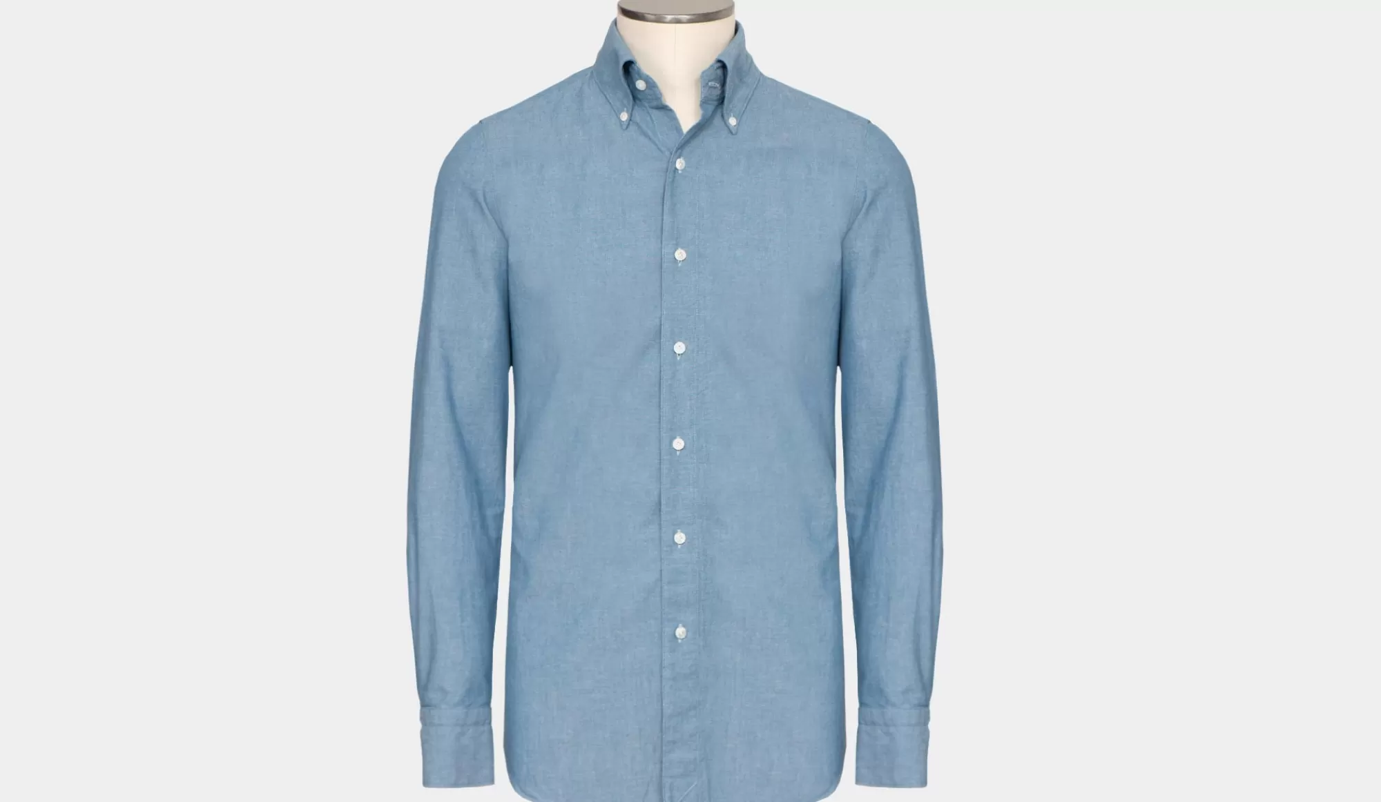 Outlet Finamore Shirt 'Chambray' Button Down Blue