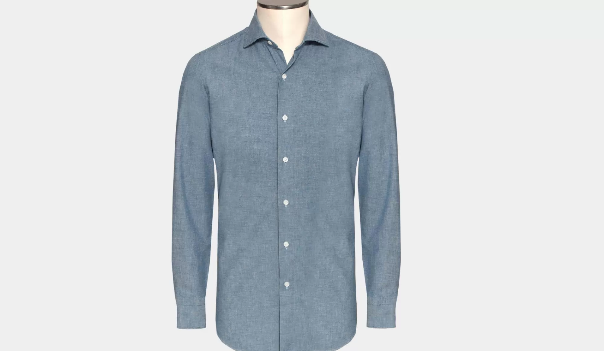 Cheap Finamore Shirt 'Chambray' Light Blue