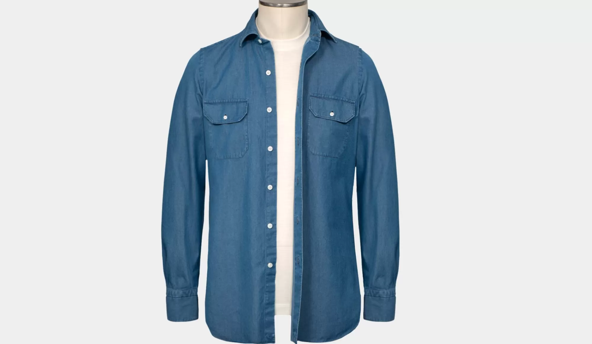 Cheap Finamore Shirt Denim Cargo Blue