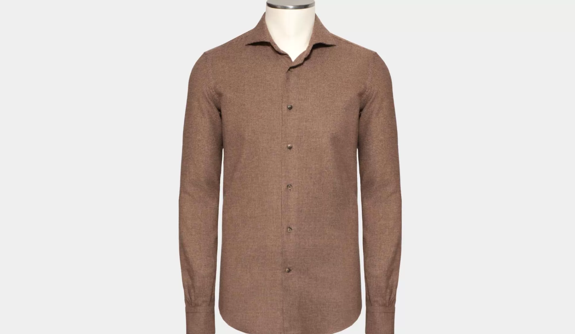 Discount Mazzarelli Shirt Flannel Pied De Poule Brown