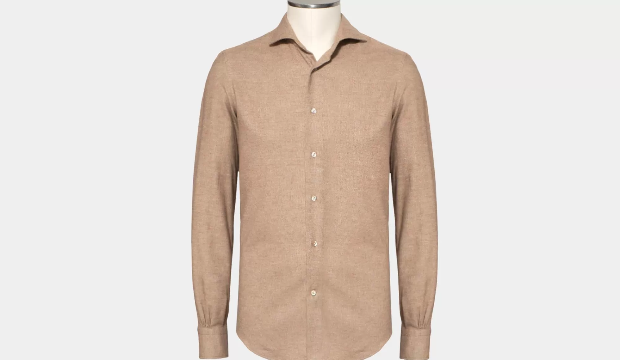 Cheap Mazzarelli Shirt Flannel Pinpoint Beige