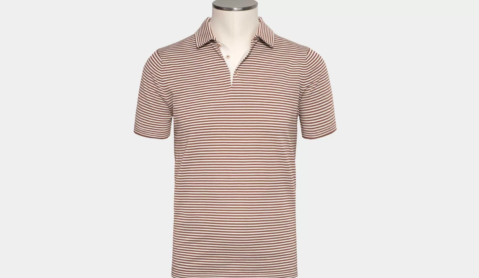 New Aspesi Striped Polo Bronze-Off-White