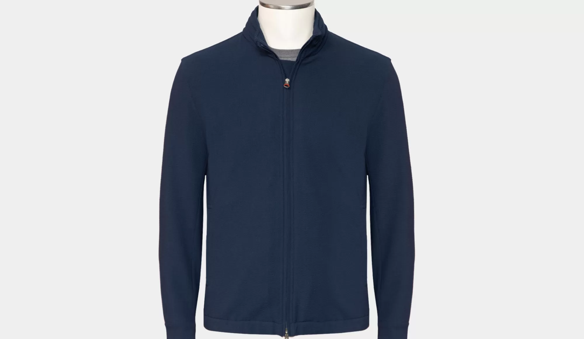 New Kired Zipped Blouson Seersucker Blue